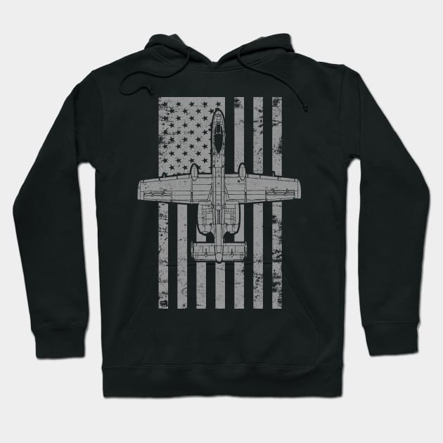 A-10 Warthog Vintage American Flag Military Airplane T-Shirt Hoodie by DesignedForFlight